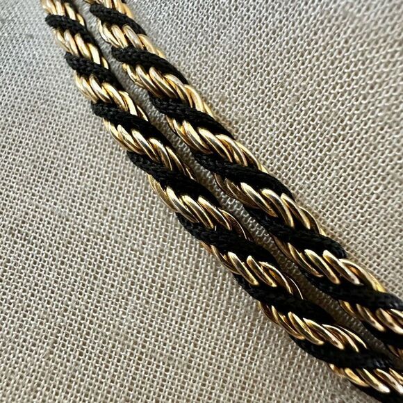 Trifari vintage goldtone  and black rope twisted necklace - Picture 3 of 7